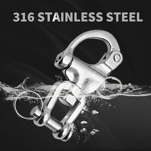 Laorde 2-3/4 Inch 316 Stainless Steel Swivel Eye Snap Shackle, Quick Release Marine Rigging (2 Pack)