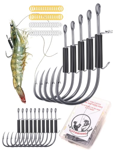 No-Kill Live Shrimp Hooks - High Carbon Steel Circle Hooks (15pcs, 2/0)