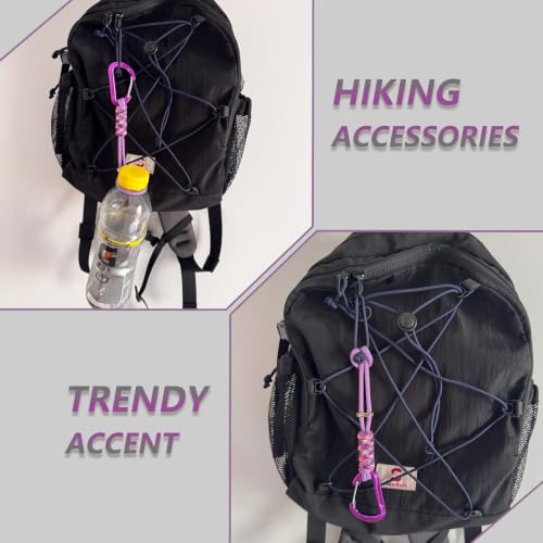 Paracord Keychain with Triangle Carabiner Clip - Pink
