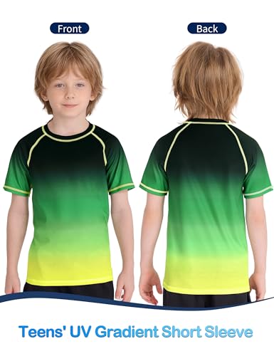Boys' UPF 50+ Short Sleeve Rash Guard Swim Shirt - 8-10 Years Black/Gradient