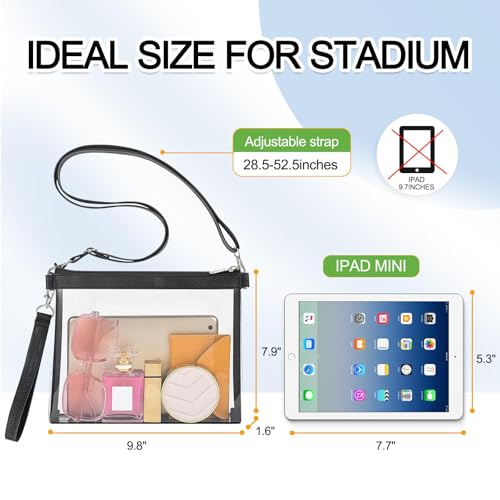 Clear Purse Stadium Approved Crossbody Bag - Black-PU