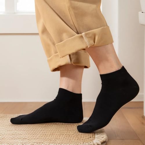 Men's No Show Ankle Socks - Black, Size 10-13, 6 Pairs