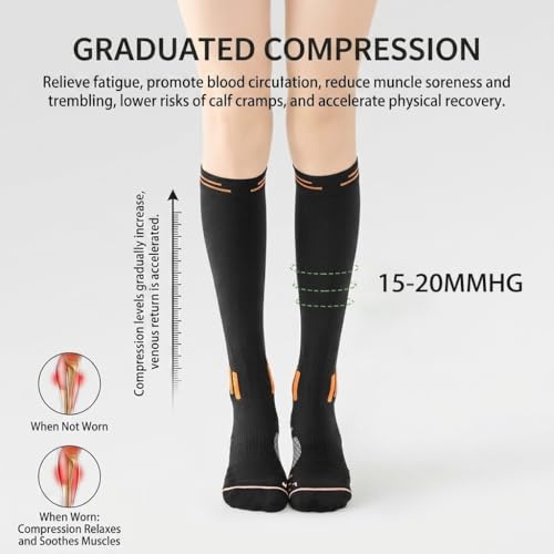 Purple NinetoFiveLife Compression Socks for Women – Knee High Running & Yoga Socks