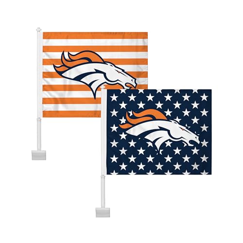 NFL Team Car Flags - Denver Broncos Americana Design, 2 Pack