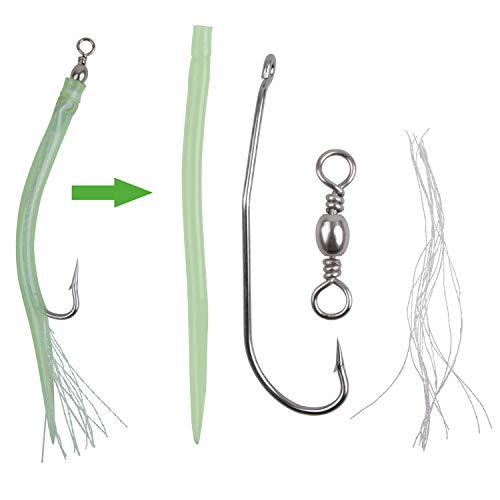 Striped Bass Tube Lures with Stainless Steel Hook - Green 5pcs