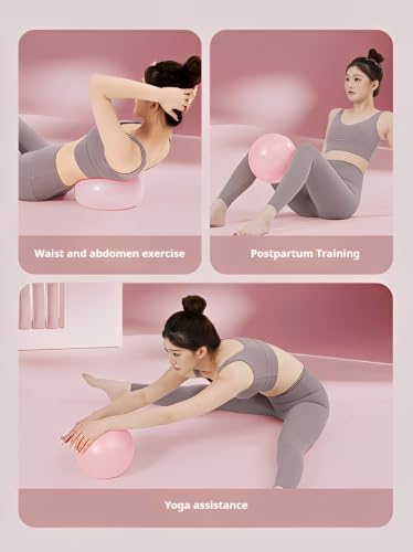 9-Inch Pilates Exercise Ball - Durable PVC for Yoga & Core Training - Pink
