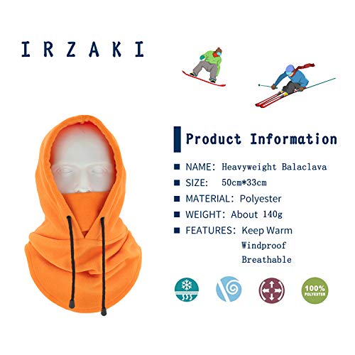 Cold Weather Balaclava Face Mask - Windproof Thermal Hood - Orange