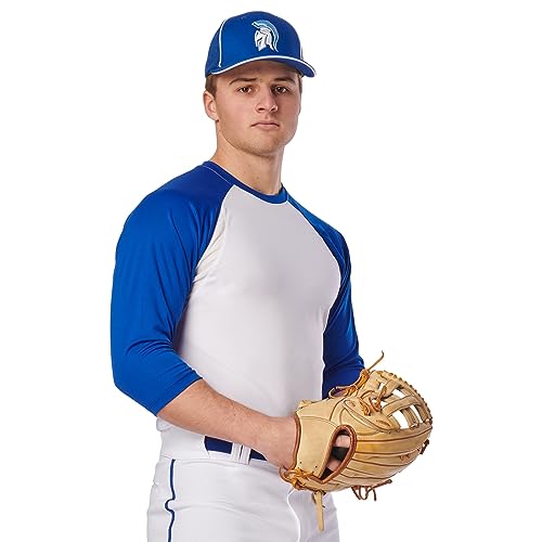Youth Three-Quarter Sleeve Baseball Shirt - White & Black, Large