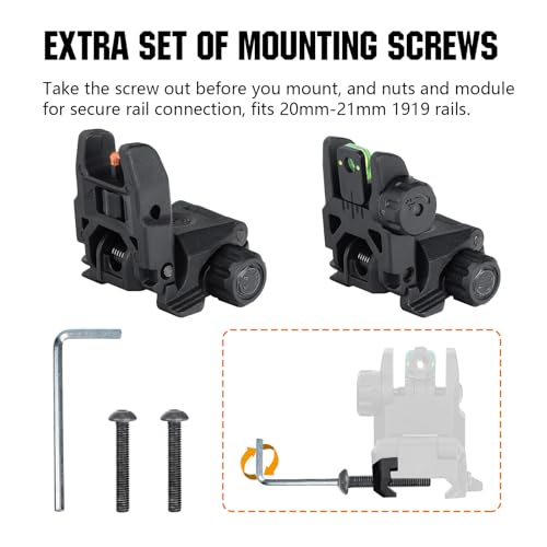 Flip Up Polymer Backup Sights with Fiber Optics - Black