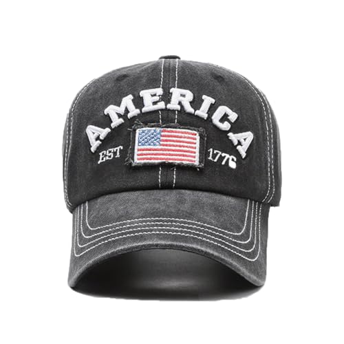 Distressed Vintage American Flag Baseball Cap - Adjustable Cotton Hat
