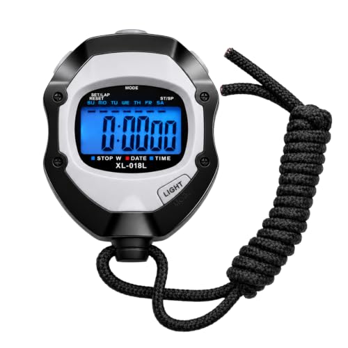 Digital Stopwatch Timer with Large Display, Alarm & Chime - Black