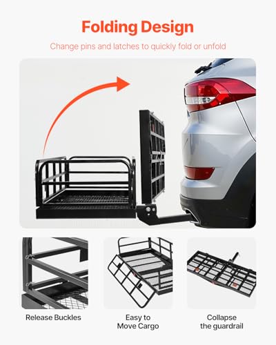 Hitch Cargo Carrier 60x24x14 in - 500lbs Capacity, Steel Rack