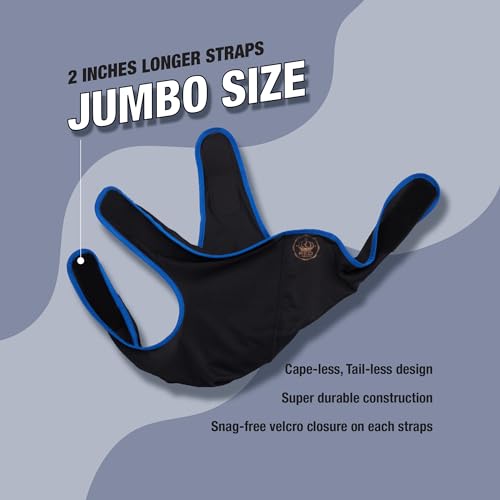 360 Wave Compression Durag - Adjustable Hook-and-Loop Cap - Jumbo Spandex - Black/Blue