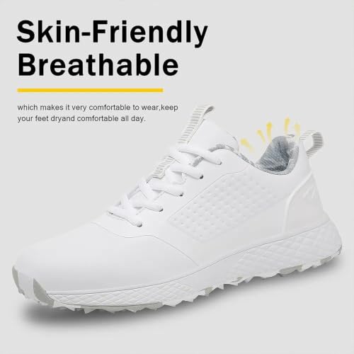 Spikeless Waterproof Golf Shoes for Women - Size 7.5 White/Grey