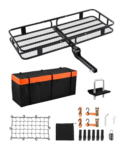 60 x 24 x 6 Inch Folding Hitch Cargo Carrier with Waterproof Bag - 500lbs Capacity