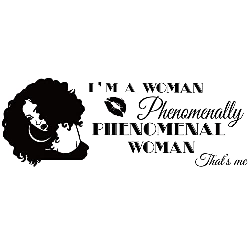 SUPERDANT Inspirational Wall Sticker I am a Phenomenal Woman Quotes Woman Avatar Pattern Women's Motivation Wall Decor Sticker Vinyl Art Wallpaper Decal for Living Room Home Decor 38x15in