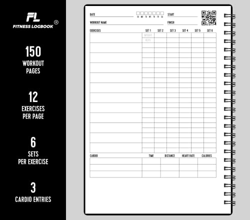 A5 Undated Fitness Logbook - Black Plastic Workout Journal