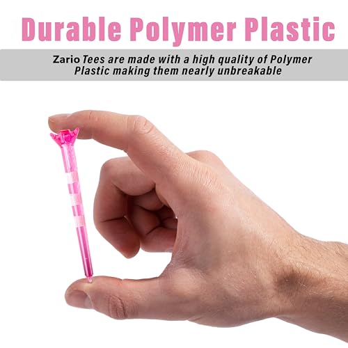 Zario Pink 3-1/4in & 1-1/2in Golf Tees Combo - Near Unbreakable, 4-Prong, Height Stripes