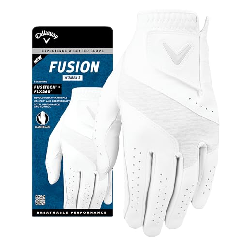 Golf Fusion Glove - Ladies Medium - White/Silver - Left Hand