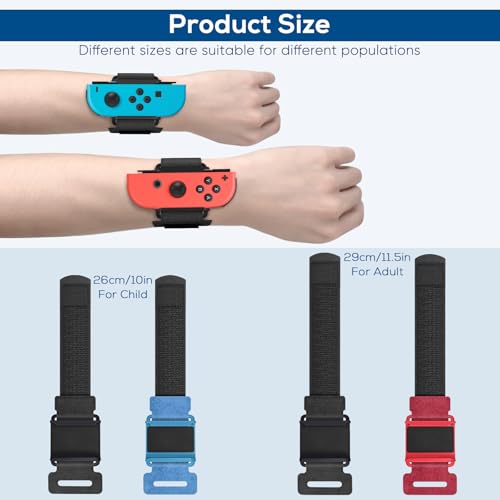 Adjustable Wrist Bands for Motion Controller Games - 4 Pack - Red, Green, Black