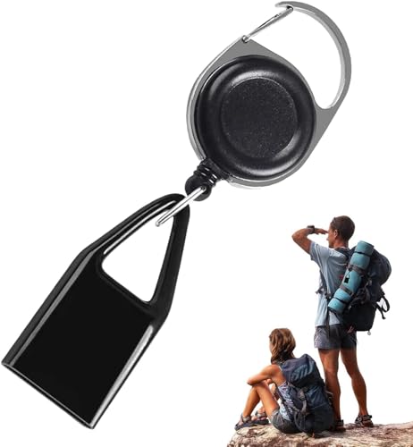 Retractable Lighter Holder with Clip - Anti-Lost Keychain for Hiking - Red