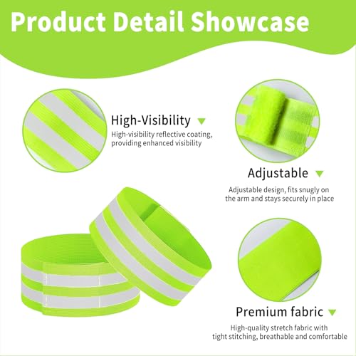 High Visibility Reflective Bands - 8 Pack Wrist & Ankle Straps for Cycling & Running