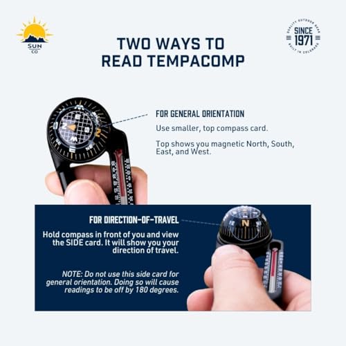TempaComp Ball Compass & Thermometer Carabiner - Clip-On Accessory