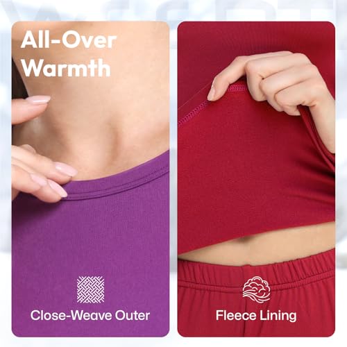 Fleece Lined Thermal Underwear Set for Women - Long Johns & Top