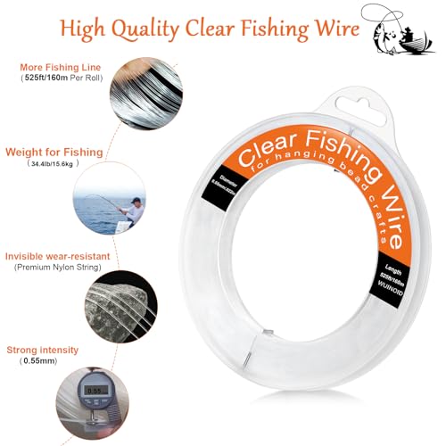 Clear Monofilament Fishing Line - 0.55mm/525ft Nylon String