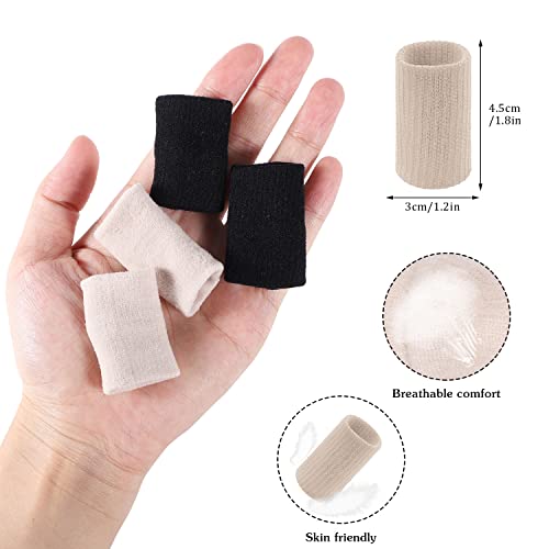 20 Pcs Elastic Sport Finger Sleeves Protectors - Black & Light Skin Tone