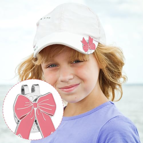 Magnetic Golf Ball Marker Hat Clip - Pink Bow Design