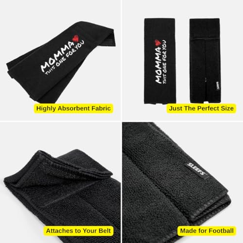 Football Towel - Cotton Quarterback Towel with Hook & Loop Closure - Momma Black