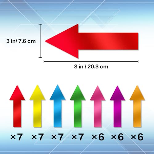 8-Inch Arrow Floor Decal Stickers - 46 Pack Waterproof Multicolor