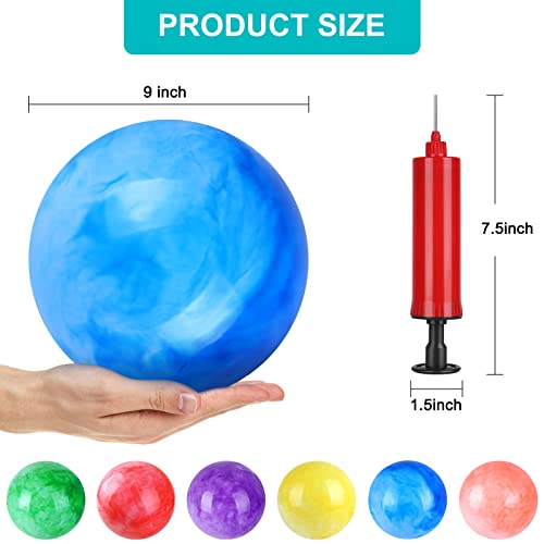 3 Pcs 9-Inch Inflatable Playground Balls Set with Pump - Blue, Green, Purple