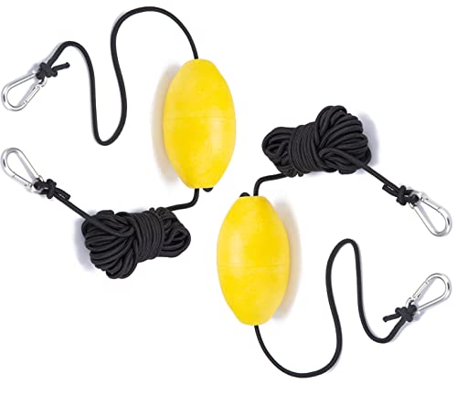 MOPHOEXII Yellow 2 Pack Marine Anchor Buoy Marker with 30ft Rope & Stainless Steel Hook