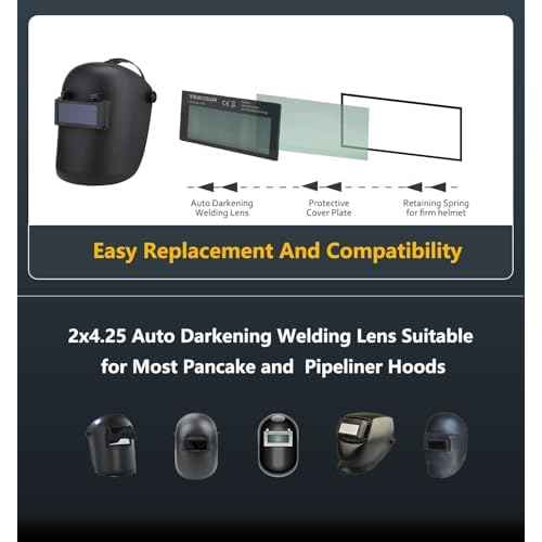 Gold Shade 11 Auto Darkening Welding Lens 2x4 1/4,True Color Blue Welding Lens,True Color Technology,Solar Charging,Fit Most Pancake and Pipeliner Welding Hoods,Auto Darkening Welding Lens 2x4.25
