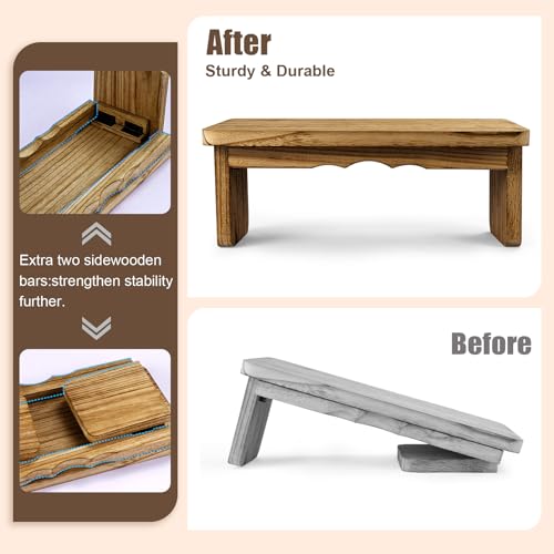 Foldable Wooden Meditation Bench - Dark Wood Kneeling Stool
