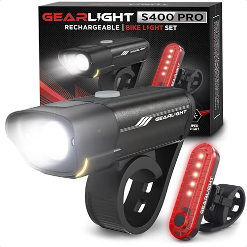 USB Rechargeable Bike Lights Set - Front & Back - Black & Red