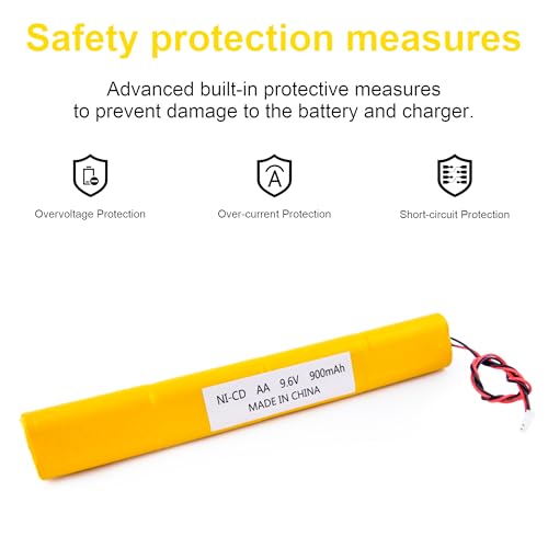 2 Pack 9.6V 900mAh Ni-Cd Exit Sign Emergency Light Battery - Compatible with BBAT0043A/BAT9.6V700/BBAT0044A/BAA-96.