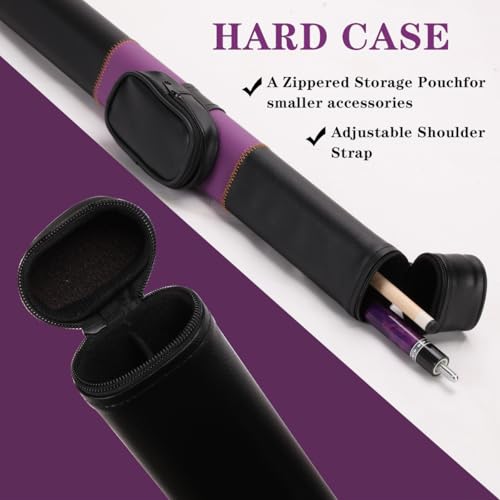Kuntu Yimu 20oz Purple Pool Cue Stick with Case, 12.5mm Tip, Maple, Black Linen Wrap