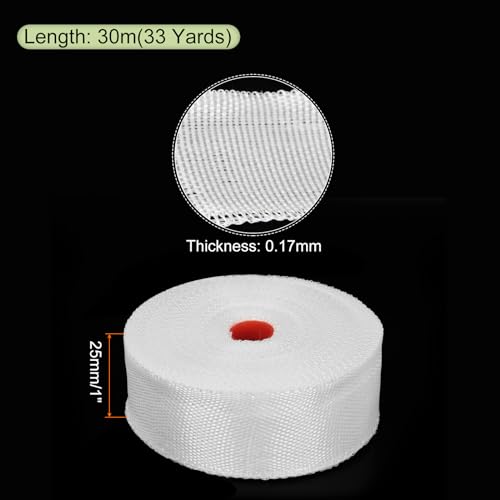 MECCANIXITY Fiberglass Cloth Tape Fiberglass Mesh Glass Fiber Mesh Woven Fiberglass Fabrics Insulation Tape 30m(33 Yard) x25mmx0.17mm for Reinforcement Repair