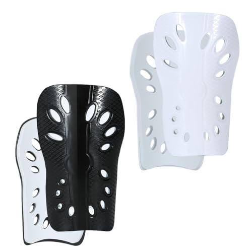 Soccer Shin Guards for Kids - 2 Pairs Lightweight Black & White A - Small