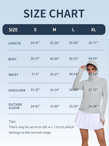 Women's Lightweight UPF 50+ Sun Protection Hoodie Jacket - Medium/Grey