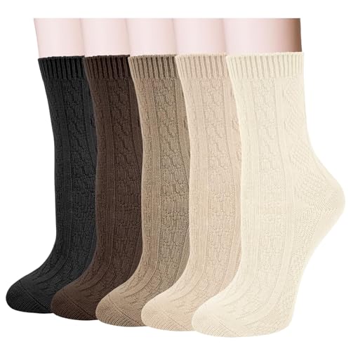 Wool Socks for Women - Winter Warm Cute Cat Crew Socks - One Size