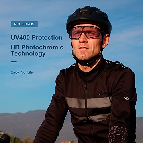 Photochromic Cycling Sunglasses for Men - Lightweight Black