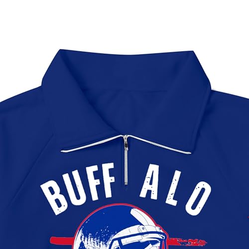 BANGELY Women's Blue Football Game Day Cropped Quarter Zip Sweatshirt - Medium