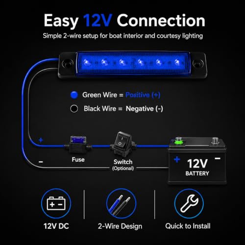 Waterproof LED Interior Boat Lights - 4pcs Blue 12V Marine Lights