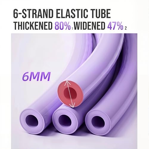 Pedal Resistance Bands with Handles - 6-Tube Fitness Band, Purple