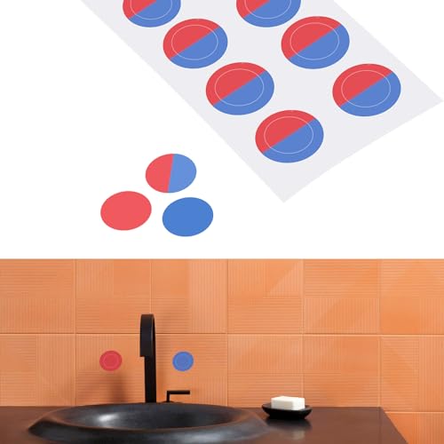 Pack of 3 Faucet Sticker Round Diameter 1cm/8mm/3mm Triangular 5x32mm Suitable for Faucets Home Bathroom Kitchen Hotel Self Stick Hot/Cold Water Label Red and Blue