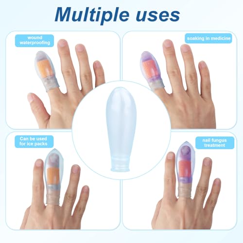 Tinoaly Waterproof Silicone Finger Protectors for Long Fingers, 4 Pack